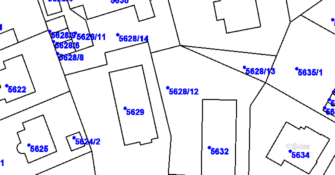 Parcela st. 5628/12 v KÚ Liberec, Katastrální mapa
