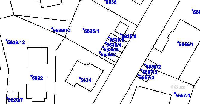 Parcela st. 5635/2 v KÚ Liberec, Katastrální mapa
