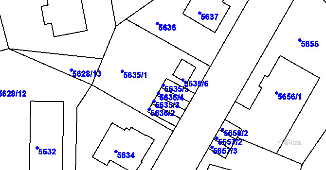 Parcela st. 5635/5 v KÚ Liberec, Katastrální mapa