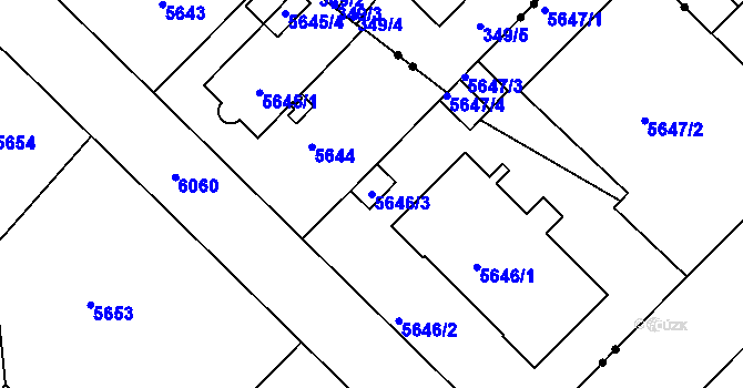 Parcela st. 5646/3 v KÚ Liberec, Katastrální mapa