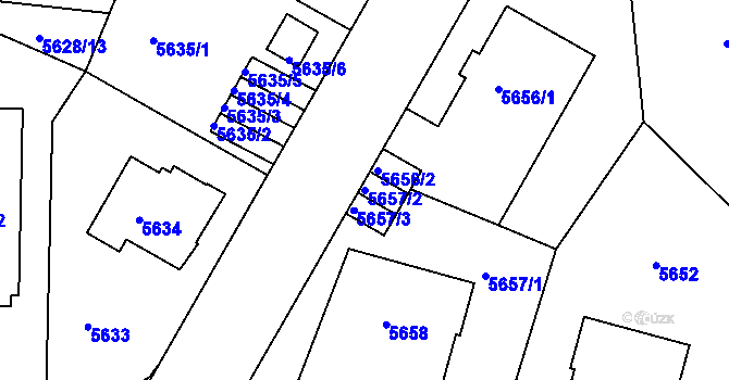 Parcela st. 5657/2 v KÚ Liberec, Katastrální mapa