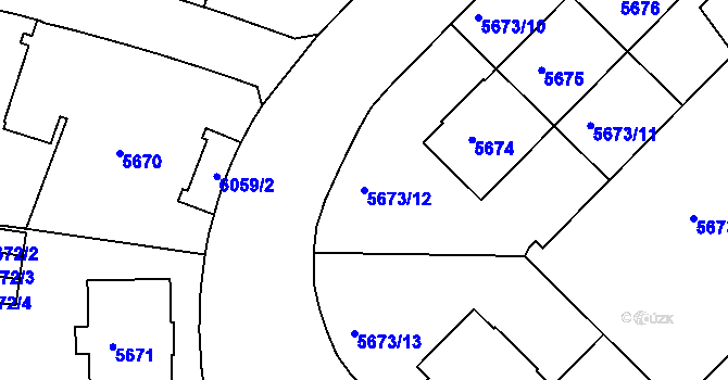 Parcela st. 5673/12 v KÚ Liberec, Katastrální mapa