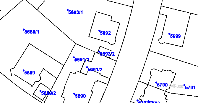 Parcela st. 5693/2 v KÚ Liberec, Katastrální mapa