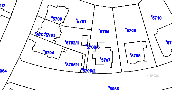 Parcela st. 5702/3 v KÚ Liberec, Katastrální mapa