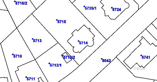 Parcela st. 5714 v KÚ Liberec, Katastrální mapa