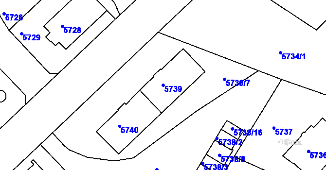 Parcela st. 5739 v KÚ Liberec, Katastrální mapa