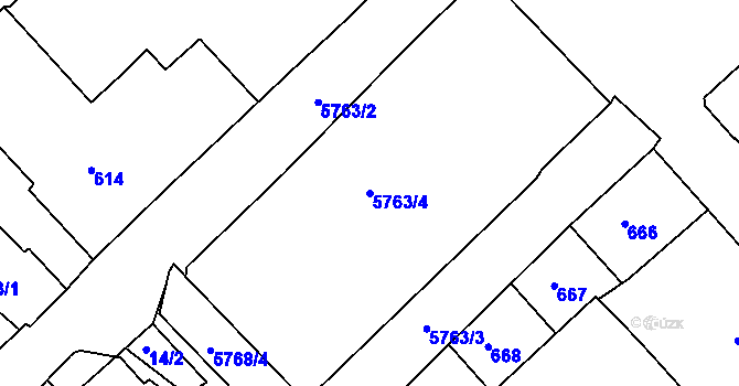 Parcela st. 5763/4 v KÚ Liberec, Katastrální mapa
