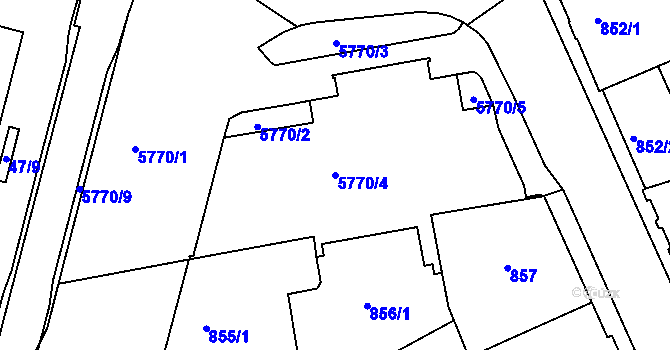Parcela st. 5770/4 v KÚ Liberec, Katastrální mapa