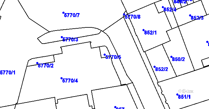 Parcela st. 5770/5 v KÚ Liberec, Katastrální mapa