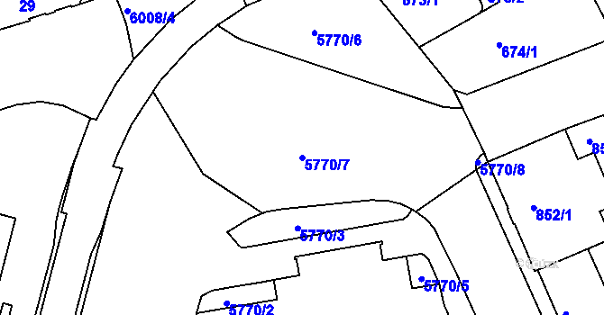 Parcela st. 5770/7 v KÚ Liberec, Katastrální mapa