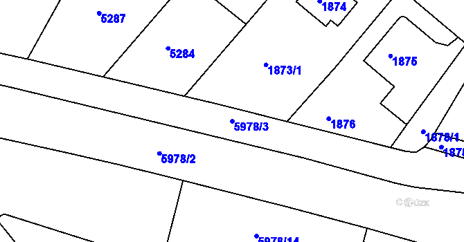Parcela st. 5978/3 v KÚ Liberec, Katastrální mapa