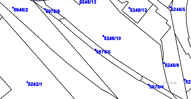 Parcela st. 5978/5 v KÚ Liberec, Katastrální mapa