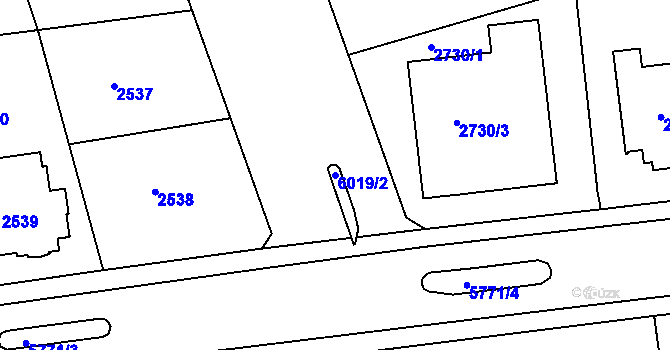 Parcela st. 6019/2 v KÚ Liberec, Katastrální mapa