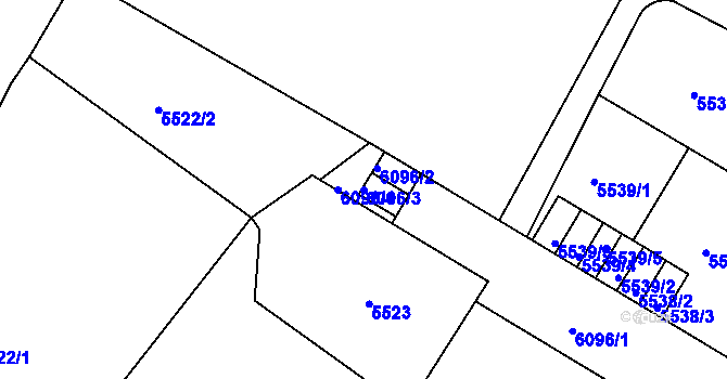 Parcela st. 6096/3 v KÚ Liberec, Katastrální mapa