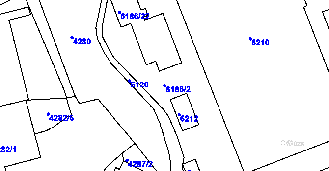 Parcela st. 6186/2 v KÚ Liberec, Katastrální mapa