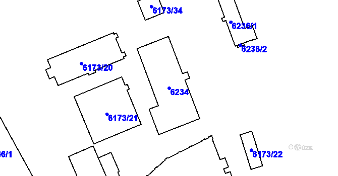 Parcela st. 6234 v KÚ Liberec, Katastrální mapa
