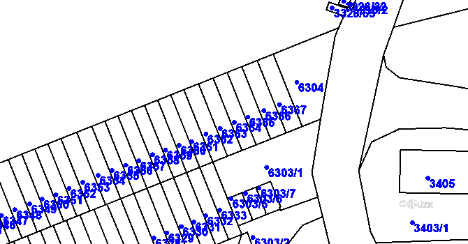 Parcela st. 6364 v KÚ Liberec, Katastrální mapa