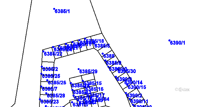 Parcela st. 6388 v KÚ Liberec, Katastrální mapa