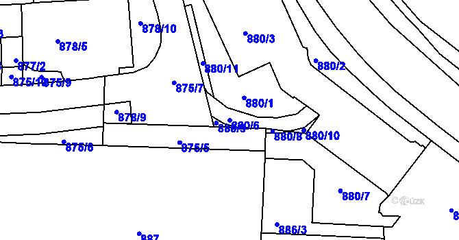 Parcela st. 880/6 v KÚ Liberec, Katastrální mapa