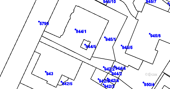 Parcela st. 944/5 v KÚ Liberec, Katastrální mapa