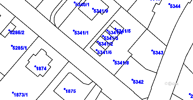 Parcela st. 5341/6 v KÚ Liberec, Katastrální mapa