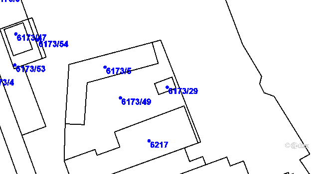 Parcela st. 6173/29 v KÚ Liberec, Katastrální mapa