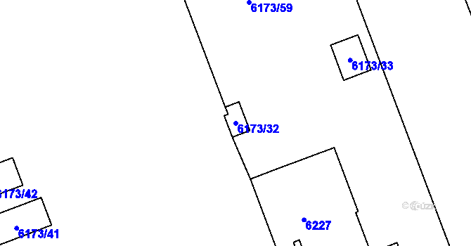 Parcela st. 6173/32 v KÚ Liberec, Katastrální mapa
