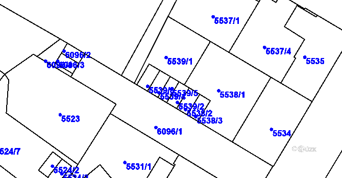 Parcela st. 5539/5 v KÚ Liberec, Katastrální mapa