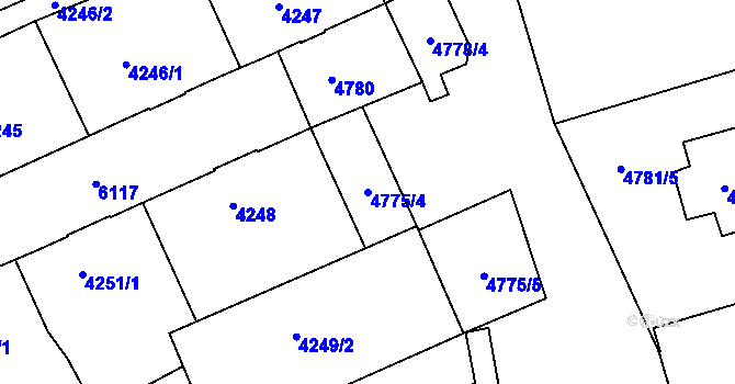 Parcela st. 4775/4 v KÚ Liberec, Katastrální mapa