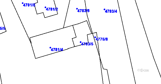 Parcela st. 4783/5 v KÚ Liberec, Katastrální mapa
