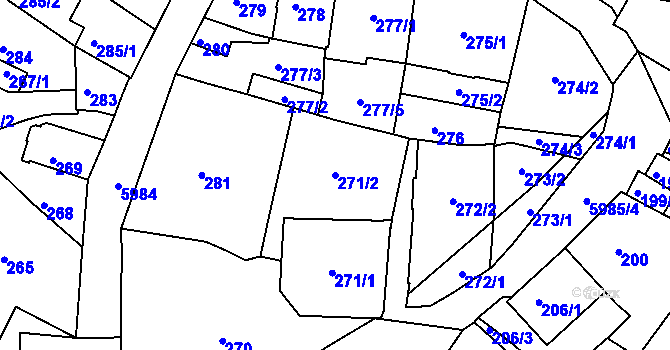 Parcela st. 271/2 v KÚ Liberec, Katastrální mapa