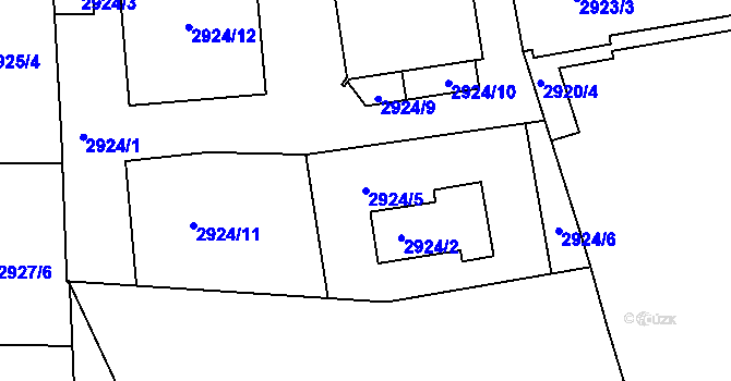 Parcela st. 2924/5 v KÚ Liberec, Katastrální mapa