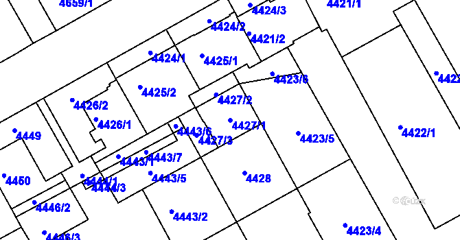 Parcela st. 4427/1 v KÚ Liberec, Katastrální mapa