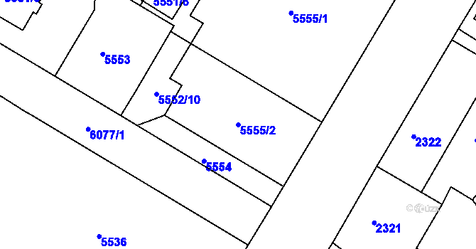 Parcela st. 5555/2 v KÚ Liberec, Katastrální mapa