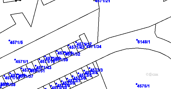 Parcela st. 4571/34 v KÚ Liberec, Katastrální mapa