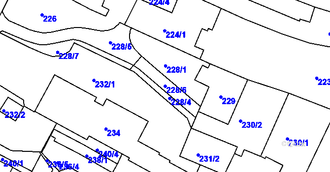 Parcela st. 228/6 v KÚ Liberec, Katastrální mapa
