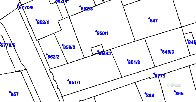 Parcela st. 850/3 v KÚ Liberec, Katastrální mapa