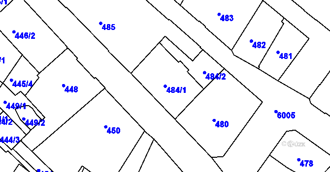 Parcela st. 484/1 v KÚ Liberec, Katastrální mapa