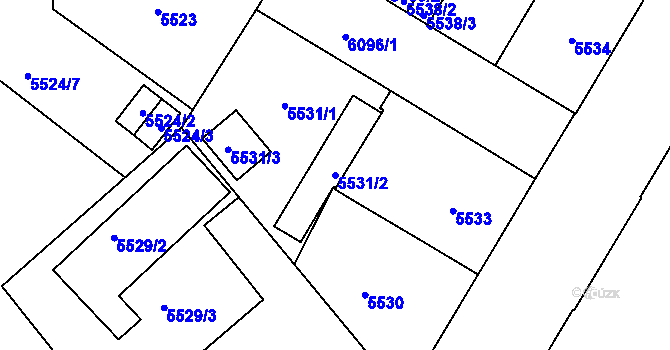 Parcela st. 5531/2 v KÚ Liberec, Katastrální mapa
