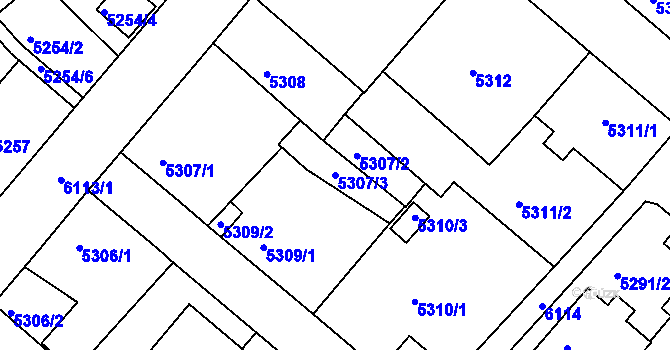 Parcela st. 5307/3 v KÚ Liberec, Katastrální mapa