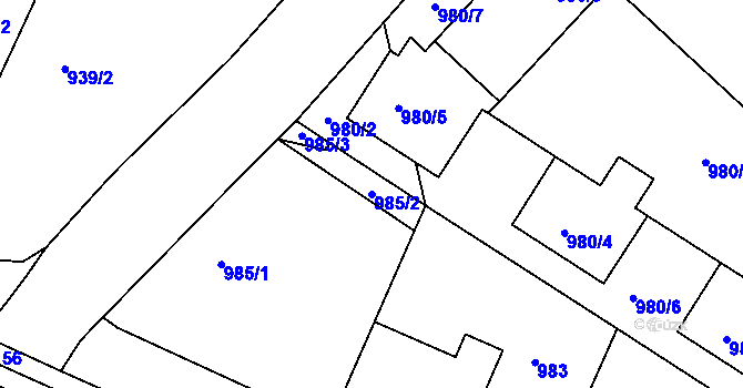Parcela st. 985/2 v KÚ Liberec, Katastrální mapa