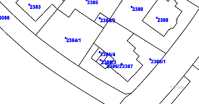 Parcela st. 2386/4 v KÚ Liberec, Katastrální mapa