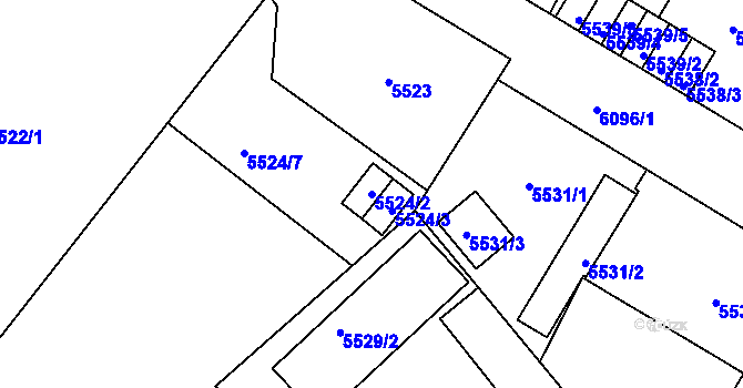 Parcela st. 5524/2 v KÚ Liberec, Katastrální mapa