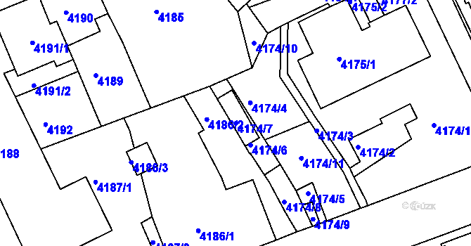 Parcela st. 4174/7 v KÚ Liberec, Katastrální mapa