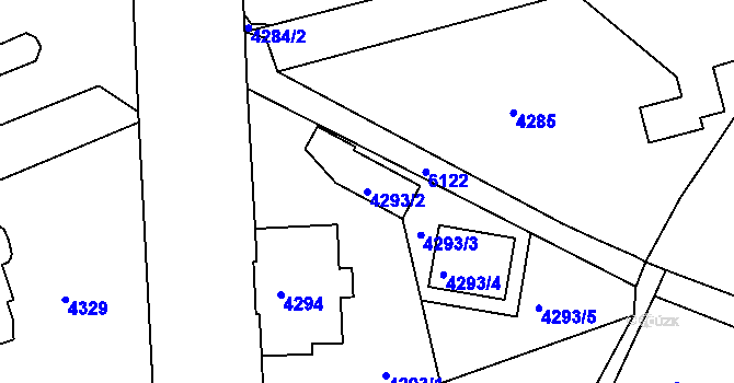 Parcela st. 4293/2 v KÚ Liberec, Katastrální mapa