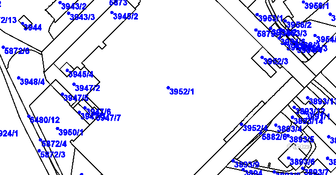 Parcela st. 3952/1 v KÚ Liberec, Katastrální mapa