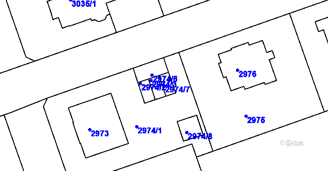 Parcela st. 2974/7 v KÚ Liberec, Katastrální mapa