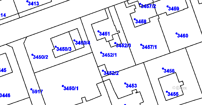 Parcela st. 3452/1 v KÚ Liberec, Katastrální mapa