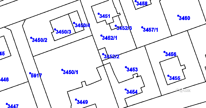 Parcela st. 3452/2 v KÚ Liberec, Katastrální mapa