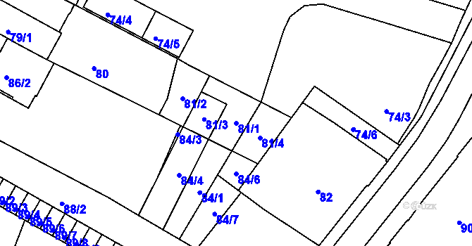 Parcela st. 81/1 v KÚ Liberec, Katastrální mapa
